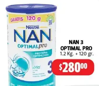 Farmacias Guadalajara Nan 3 Optimal Pro 1.2kg + 120g oferta