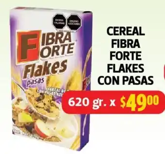 Farmacias Guadalajara Cereal Fibra Forte Flakes con Pasas 620g oferta