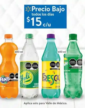 Walmart Bebidas fanta, yoli, fresca o sprite 600ml oferta