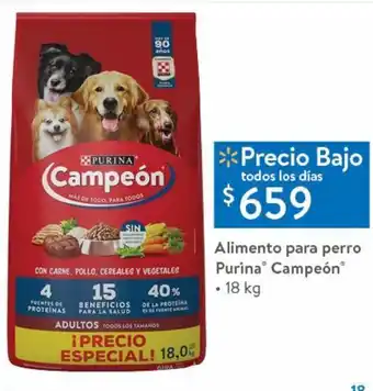 Walmart Alimento para perros purina campeón 18kg oferta