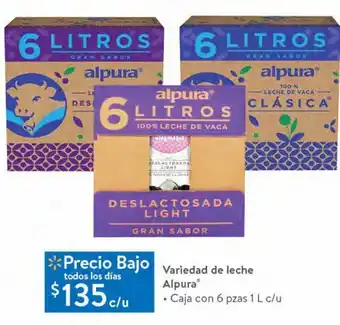 Walmart Variedad de leche alpura caja con 6pzas de 1l oferta