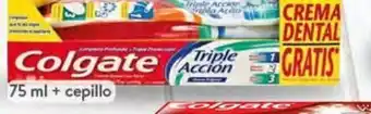 Walmart Crema dental colgate triple acción 75ml + cepillo oferta