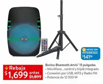 Walmart Bocinas bluetooth atvio 15" oferta