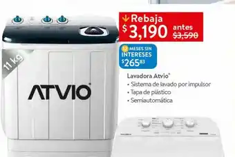 Walmart Lavadora atvio 11kg oferta