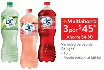 Walmart Variedad de bebida be light 1,5l oferta