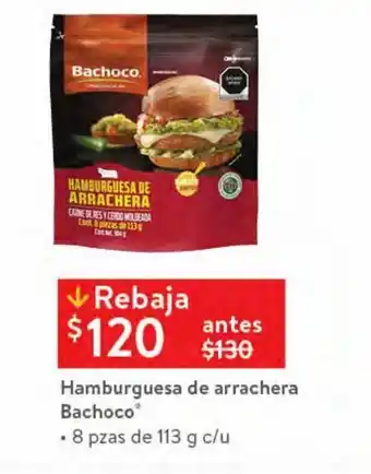 Walmart Hamburguesa de arrachera bachoco 8 pzas de 113g oferta