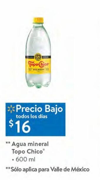 Walmart Agua mineral topo chico 600ml oferta