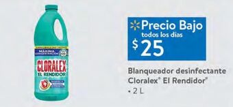Walmart Blanqueador desinfectante cloralex el rendidor 2l oferta