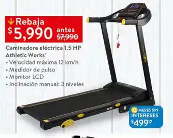 Walmart Caminadora electrica athletic works 1,5hp oferta