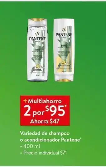 Walmart Variedad de shampoo o acondicionador pantene 400ml oferta