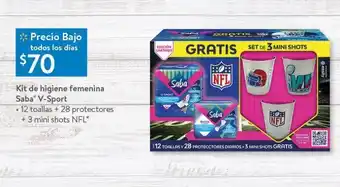 Walmart Kit de higiene femenina saba 12 toallas oferta