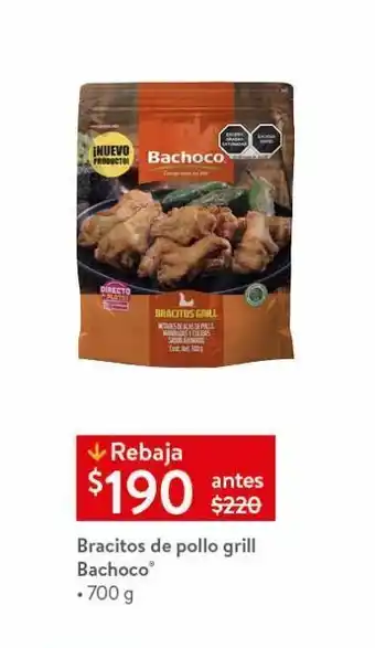 Walmart Bracitos de pollo grill bachoco 700g oferta