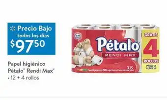 Walmart Papel higiénico pétalo oferta