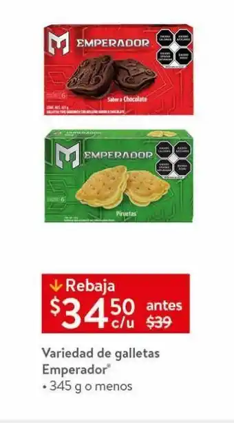 Walmart Galletas emperador 345g oferta