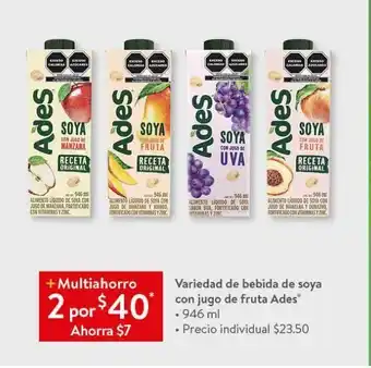 Variedad de bebida de soya ades 946ml
