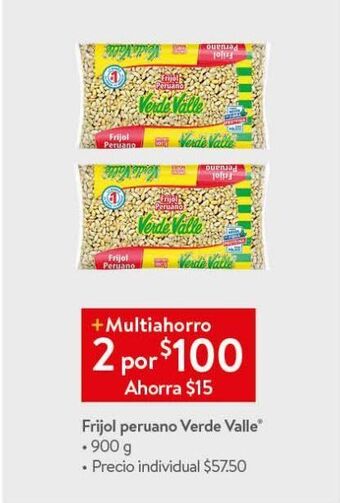Walmart Frijol peruano verde valle 900g oferta