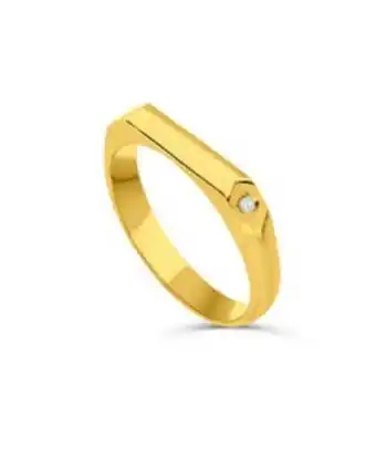 Joyerías Bizzarro Anillo unisex en oro amarillo 14k con 4 puntos de diamante medida 10 oferta