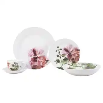 Vajilla de porcelana crown baccara™ eugenia diseño floral, 20 piezas