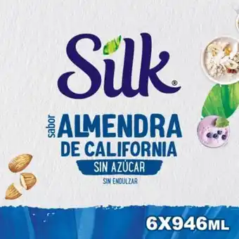 Alimento líquido silk sabor almendra de california sin azúcar 6 pzas de 946 ml c/u