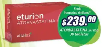 Farmacias Similares Atorvastatina 20mg 30 Cápsulas oferta