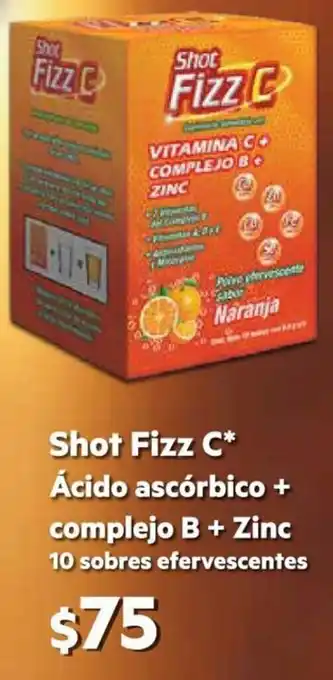 Farmacias Similares Shot Fizz C Ácido Ascóbico + Complejo B + Zinc 10 Sobres oferta