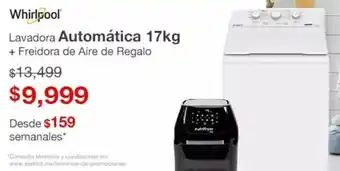 Elektra Whirlpool Lavadora Automática 17kg + Freidora de Aire de Regalo oferta