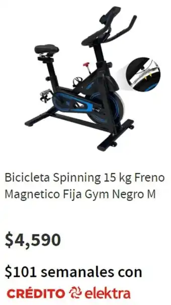 Elektra Bicicleta Spinning 15kg Freno Magnetico Fija Gym Negro M oferta