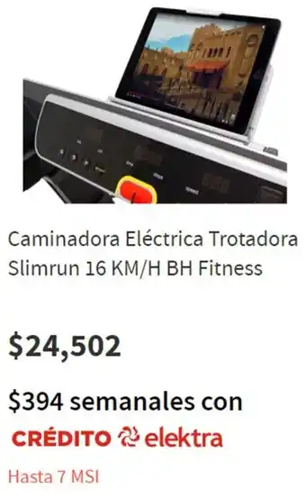 Elektra Caminadora Eléctrica Trotadora Slimrun 16km/h BH Fitness oferta