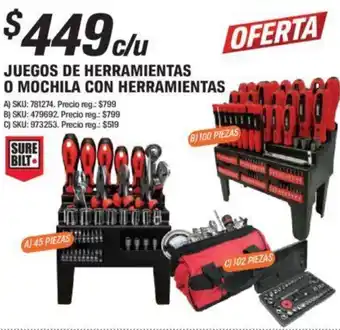 Juegos de Herramientas o Mochila con Herramientas