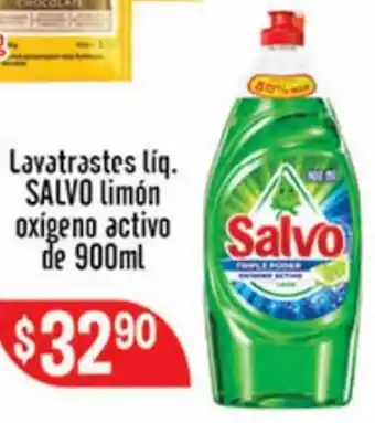 Lavatrastes Líq. Salvo Limón Oxígeno Activo de 900ml