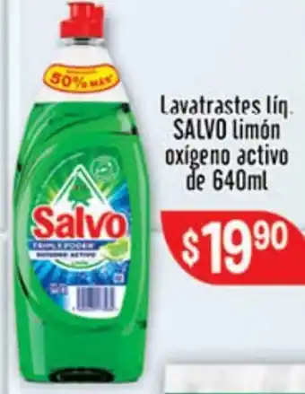 Lavatrastes Líq. Salvo Limón Oxígeno Activo de 640ml