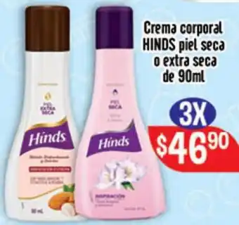 Crema Corporal Hinds Piel Seca o Extra Seca de 3x900ml