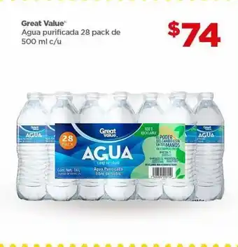 Bodega Aurrerá Agua purificada great value 28 pack x 500ml oferta