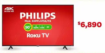 Bodega Aurrerá Pantalla phillips 50" 50pfl5756/f8 roku tv oferta