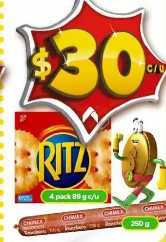 Bodega Aurrerá Galleta ritz 4 pack 89g oferta