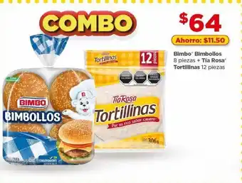 Bodega Aurrerá Bimbo bimbollos 8 pzas + tía rosa tortillinas 12 pzas oferta