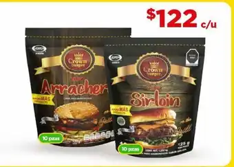 Bodega Aurrerá Hamburguesa de arrachera o de sirloin crown burguer 10 pzas oferta
