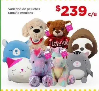 Variedad de peluches tamaño mediano