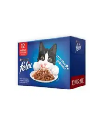Alimento en sobre para gato sabor carne felix (12 pz)