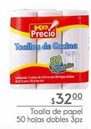 Fresko Toalla de papel 50 hojas dobles 3pz oferta
