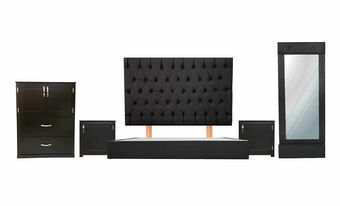 Elektra Recamara matrimonial capitonada chocolate 5 piezas oferta