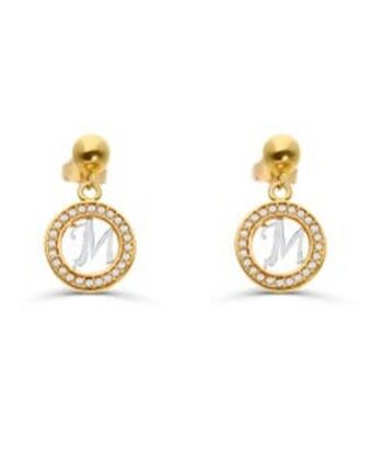 Joyerías Bizzarro Aretes de oro amarillo y blanco de 14k y zirconias oferta