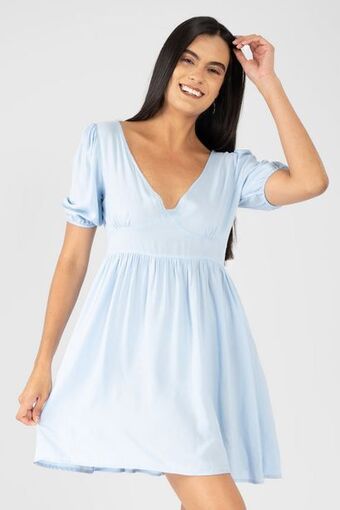 Santory Vestido corto liso manga corta oferta