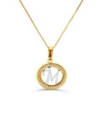 Joyerías Bizzarro Dije de oro amarillo y blanco con cadena de 14k y zirconias oferta