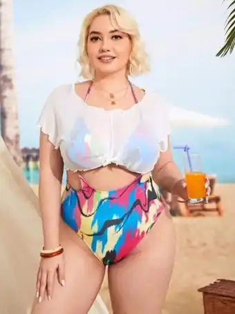SHEIN Bañador bikini con estampado con cover up oferta