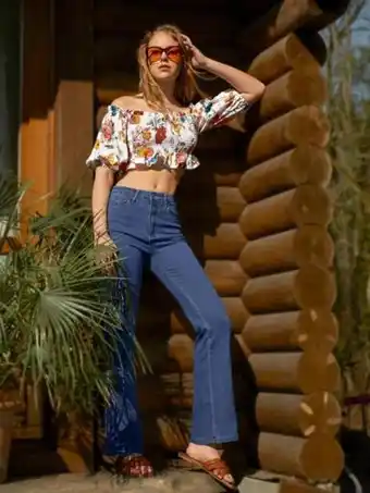 SHEIN Shein blusas de mujer volante fruncido bajo con volante fruncido floral bohemio oferta