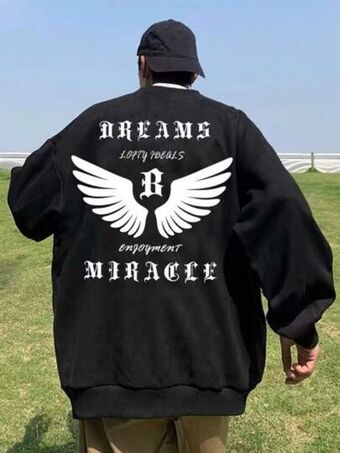 Hombres sudadera con estampado de letra