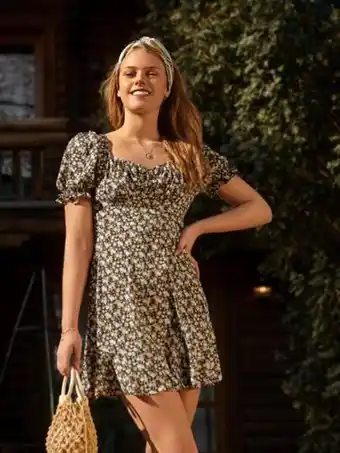 SHEIN Shein vestido floral con abertura trasera de manga farol oferta