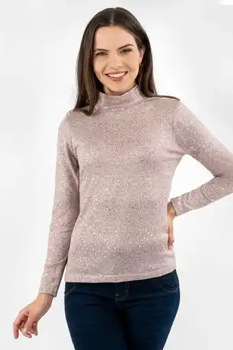 Blusa con puntos manga larga cuello alto