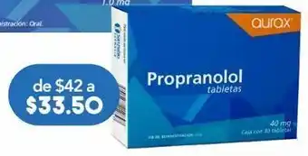 Aurax propranolol 40mg c/30 tab